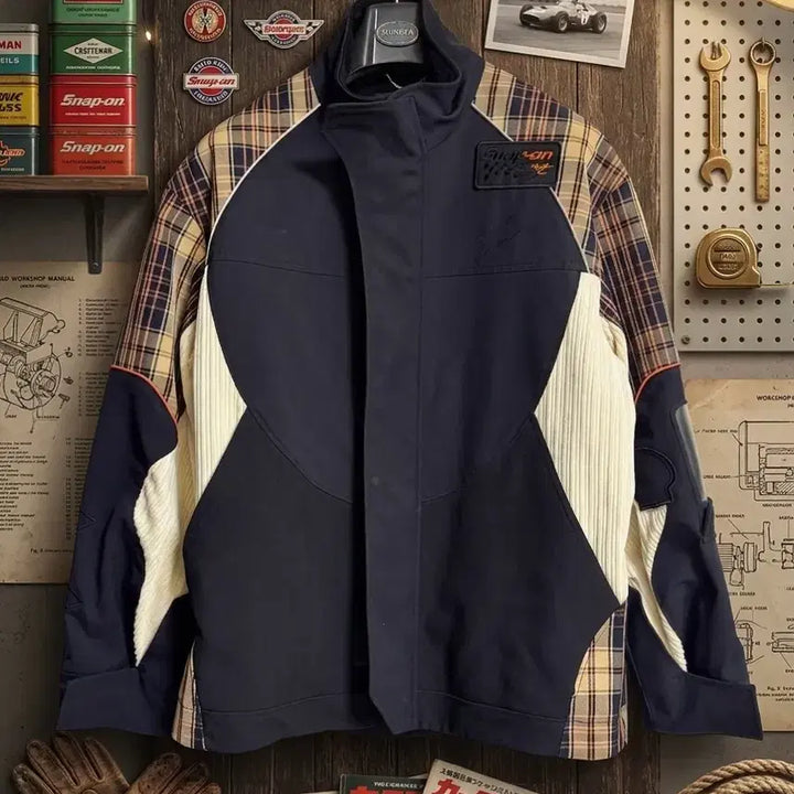 [BUNJANG] Customellow Check Patchwork Jacket / 커스텀멜로우 체크 배색 패치 자켓 48/10