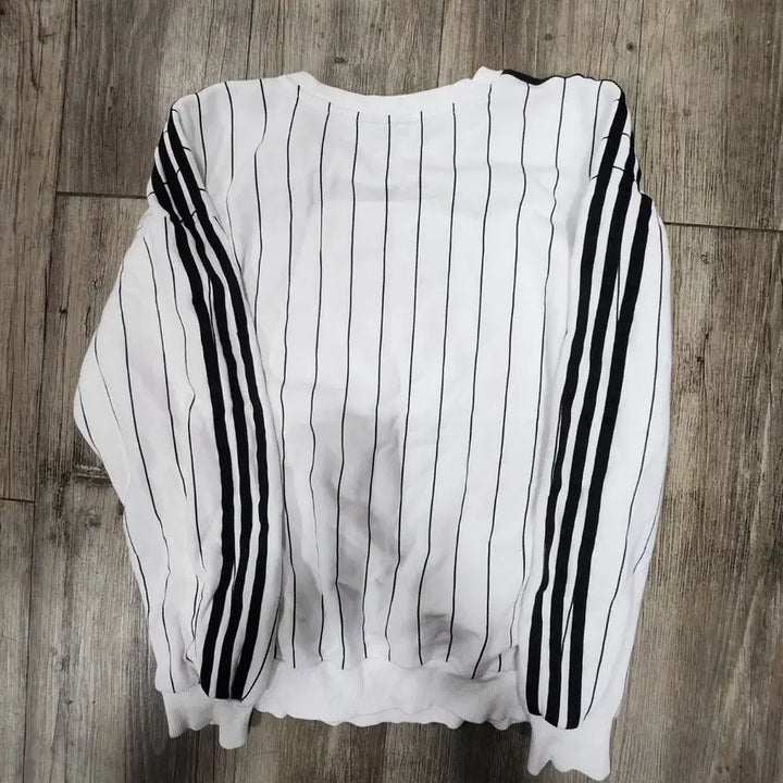 [BUNJANG] Adidas Three-Stripes Sweatshirt White / 아디다스 삼선 스트라이프 맨투맨 화이트