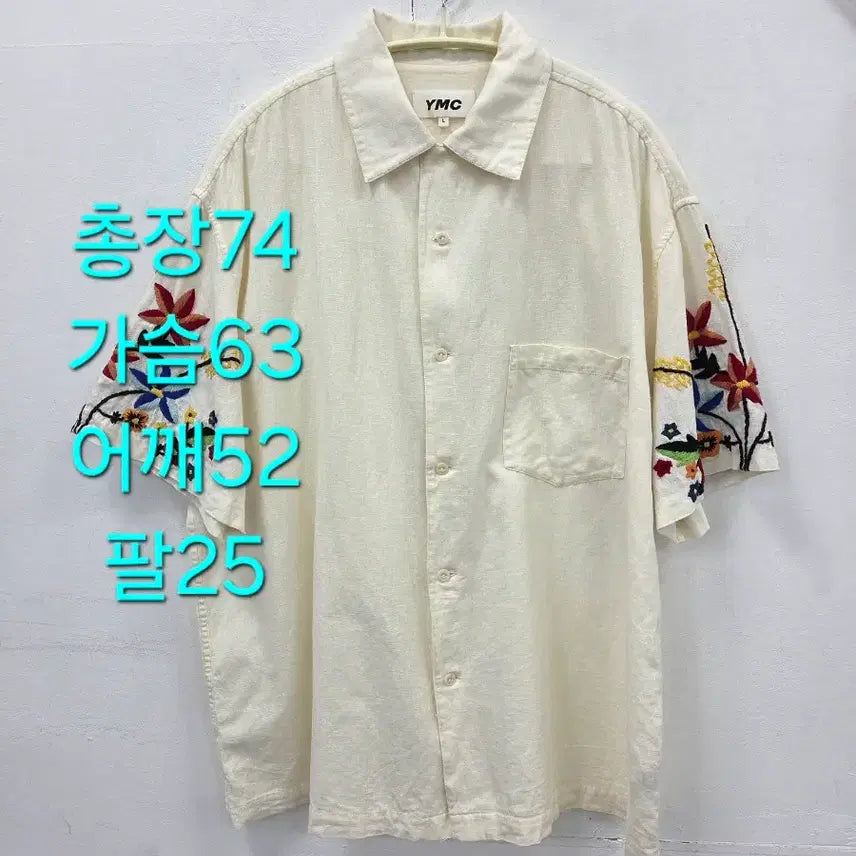 [BUNJANG] YMC Floral Embroidery Short Sleeve Shirt Ivory / L 22SS YMC 꽃 자수 반팔 셔츠 아이보리