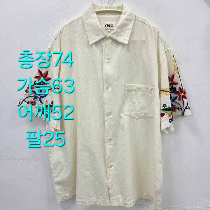 [BUNJANG] YMC Floral Embroidery Short Sleeve Shirt Ivory / L 22SS YMC 꽃 자수 반팔 셔츠 아이보리