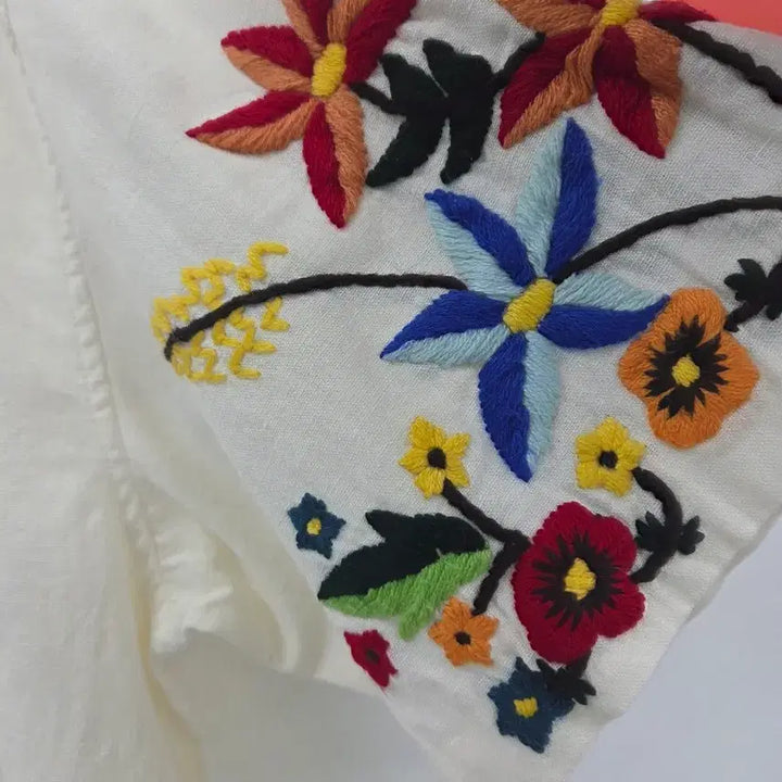 [BUNJANG] YMC Floral Embroidery Short Sleeve Shirt Ivory / L 22SS YMC 꽃 자수 반팔 셔츠 아이보리