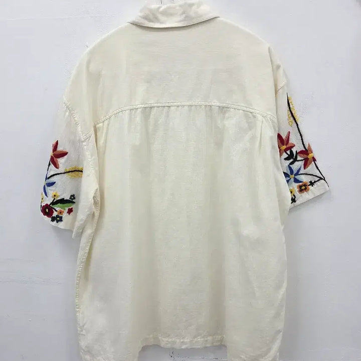 [BUNJANG] YMC Floral Embroidery Short Sleeve Shirt Ivory / L 22SS YMC 꽃 자수 반팔 셔츠 아이보리