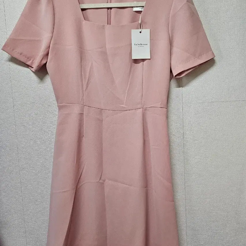 [BUNJANG] Pink Square Neck Flare Dress / 핑크 스퀘어넥 반팔 플레어 원피스 새상품