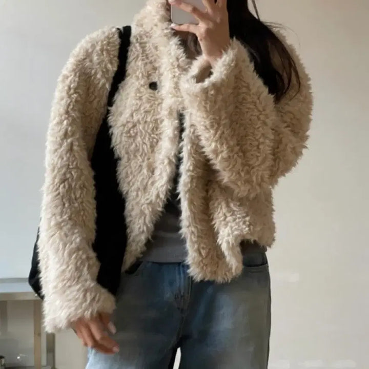 [BUNJANG] Le&amp;d Beige Fur Jacket / 르앤드 베이지 퍼자켓