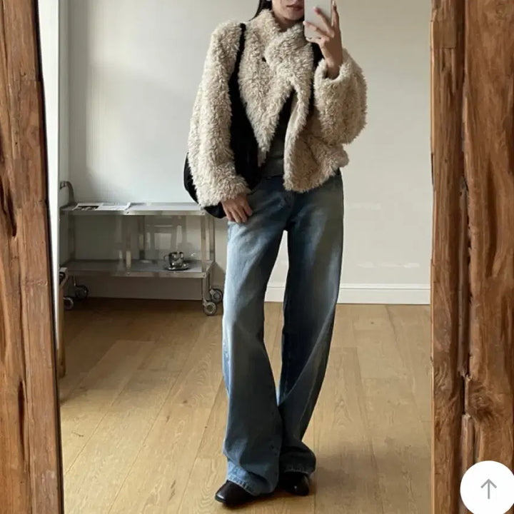 [BUNJANG] Le&amp;d Beige Fur Jacket / 르앤드 베이지 퍼자켓