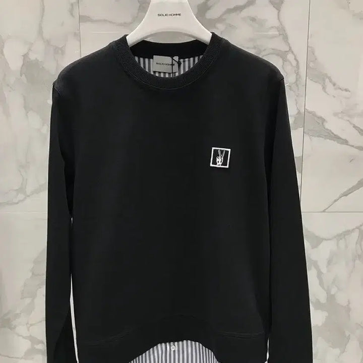[BUNJANG] Solid Homme Layered Logo Sweatshirt / 48/ 솔리드옴므 셔츠 레이어 로고 맨투맨