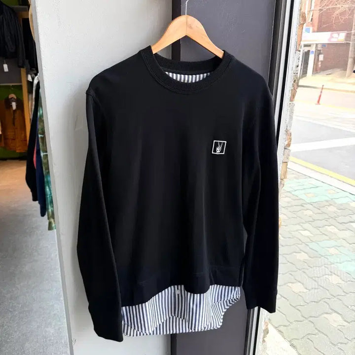 [BUNJANG] Solid Homme Layered Logo Sweatshirt / 48/ 솔리드옴므 셔츠 레이어 로고 맨투맨
