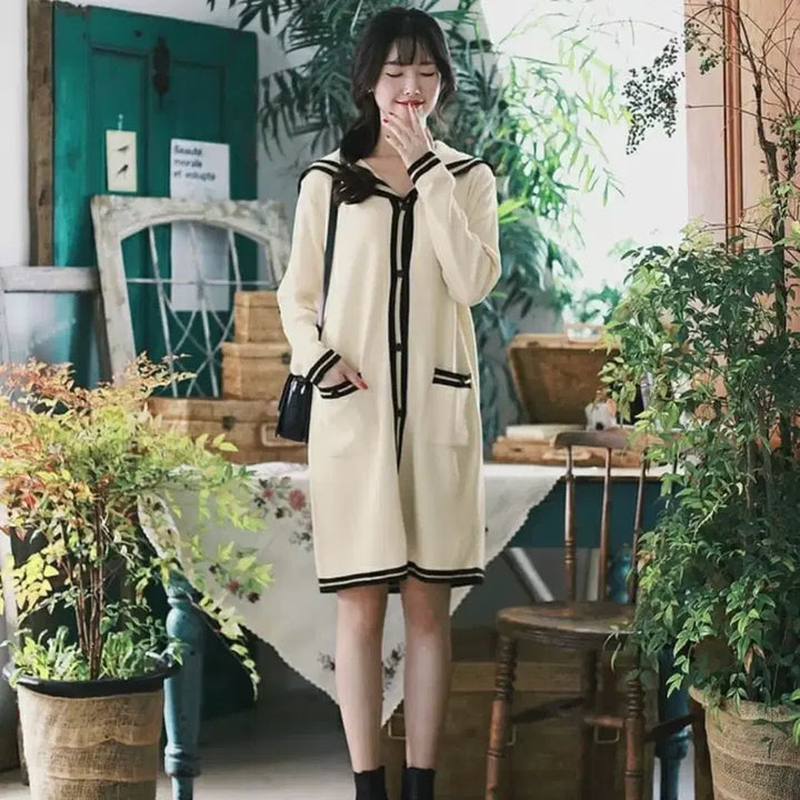 [BUNJANG] Ivory Sailor Knit Dress / 아이보리 세일러 니트 원피스