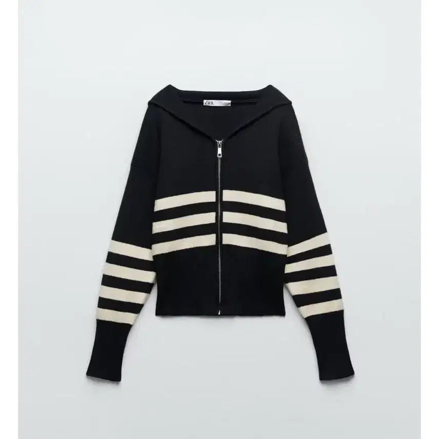 [BUNJANG] Zara Striped Zip-Up Cardigan / ZARA 스트라이프 집업 가디건