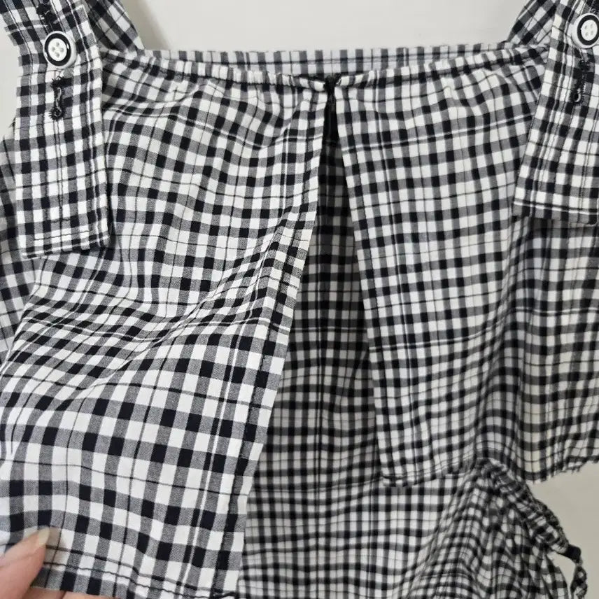 [BUNJANG] Cutout Long Checkered Dress / 체크 컷아웃 롱 원피스