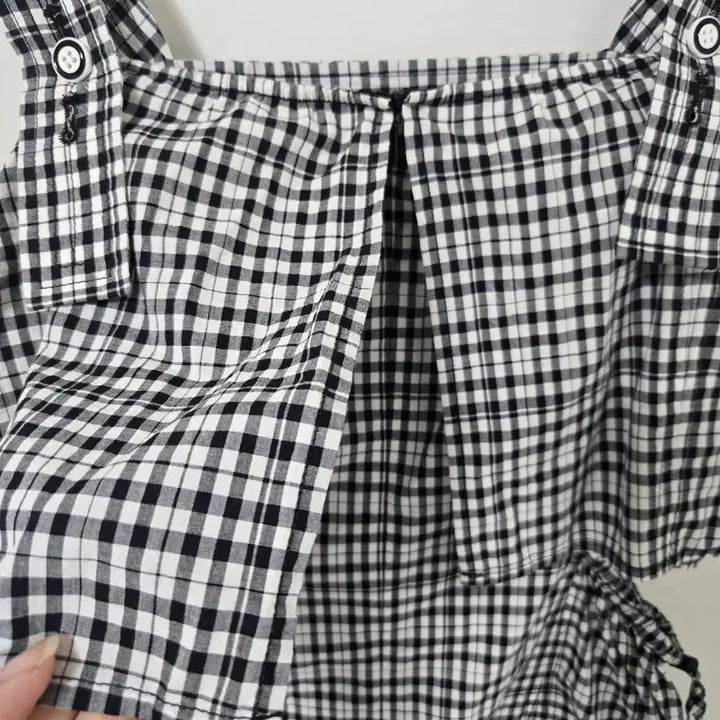 [BUNJANG] Cutout Long Checkered Dress / 체크 컷아웃 롱 원피스