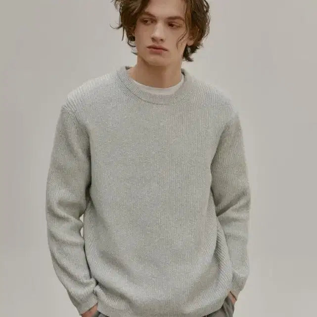 [BUNJANG] JILLSTUART NEW YORK Drop Shoulder Two-Tone Round Neck Knit Sweater / 질스튜어트뉴욕/ 드롭숄더 투톤 라운드넥 니트/ S size