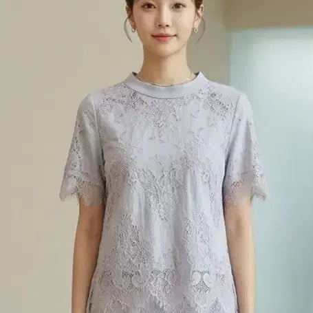 [BUNJANG] The IZ Collection Lace Blouse 55 / (미착용) 더아이잗컬렉션 / 레이스 반팔 블라우스 55