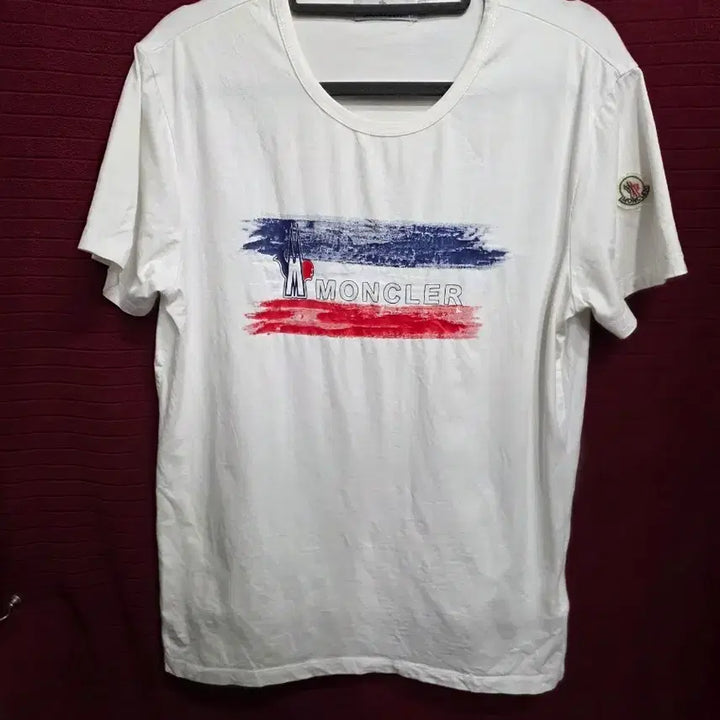 [BUNJANG] Moncler White Paint Short Sleeve T-shirt / 몽클레어 화이트 페인트 반팔 티셔츠