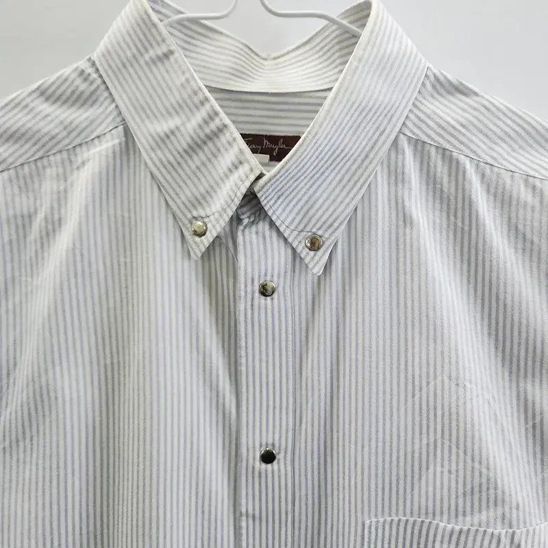 [BUNJANG] THIERRY MUGLER Stripe Light Gray Shirt L / THIERRY MUGLER 뮈글러 스트라이프 라이트 그레이 셔츠 L