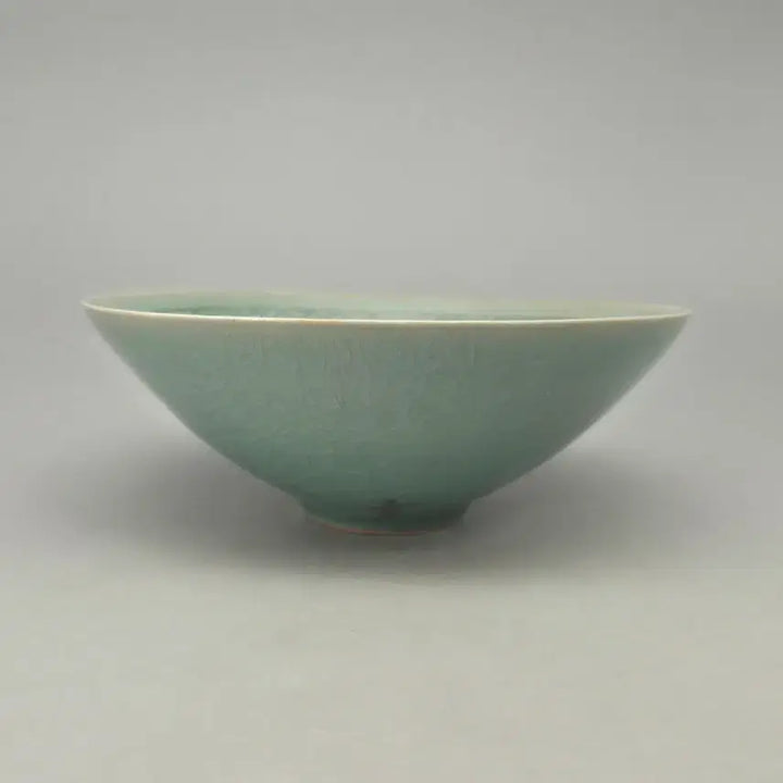 [BUNJANG] Gicheon Park Sae-ki Celadon Inlaid Crane and Cloud Pattern Tea Bowl / 도자기 인간국보 기천 박세기 청자 상감 운학문 다완