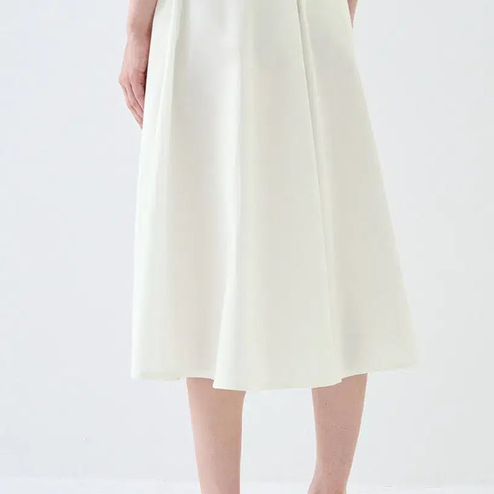 [BUNJANG] LANVIN Collection Crystal Emblem Flare Long Skirt / 한섬 랑방컬렉션 LANVIN 크리스탈 엠블럼 플레어 롱스커트 화이트
