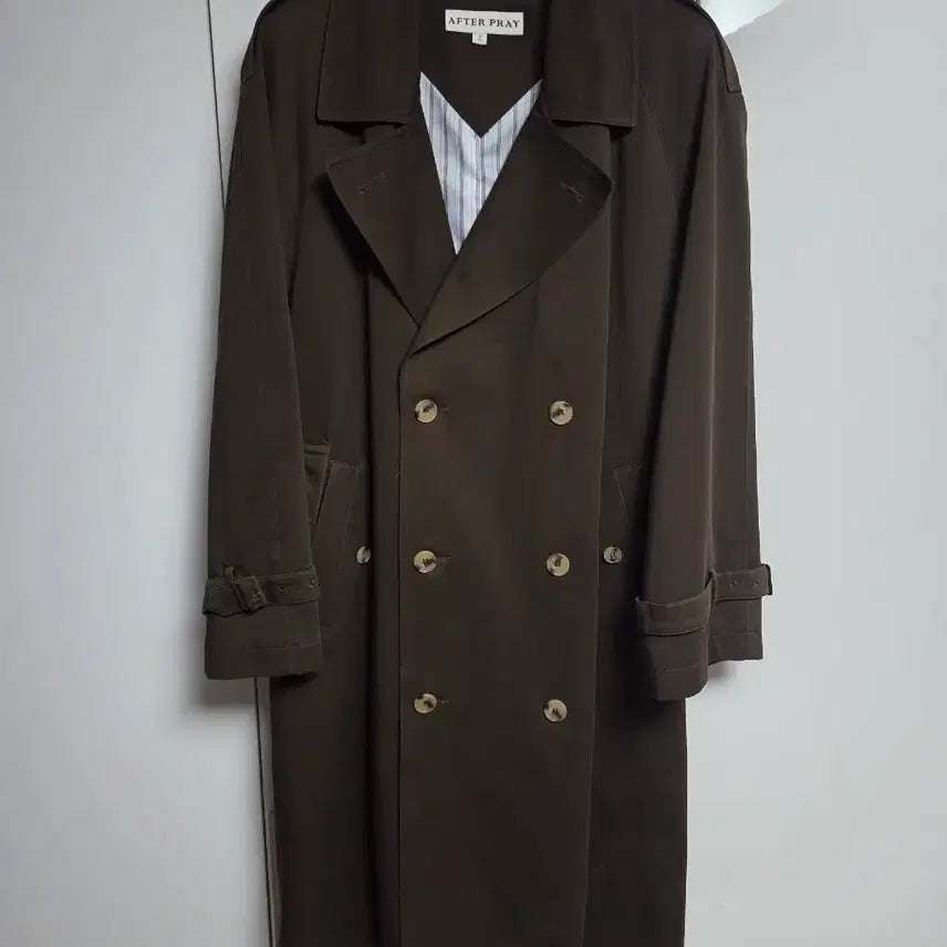 [BUNJANG] Afterpray Brown Trench Coat S / 애프터프레이 브라운 오버핏 트렌치 코트 S