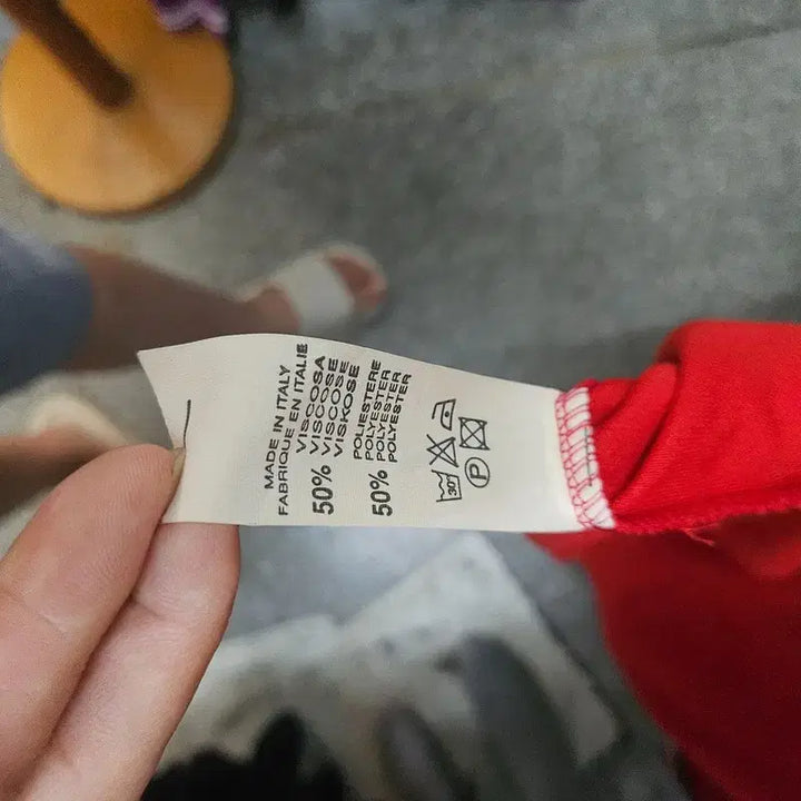 [BUNJANG] ITALY Red Viscose Blend Long Sleeve Tee XXL / ITALY 긴팔 티 여 XXL J5446