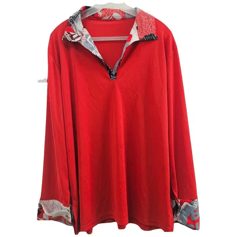 [BUNJANG] ITALY Red Viscose Blend Long Sleeve Tee XXL / ITALY 긴팔 티 여 XXL J5446