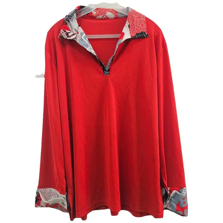 [BUNJANG] ITALY Red Viscose Blend Long Sleeve Tee XXL / ITALY 긴팔 티 여 XXL J5446