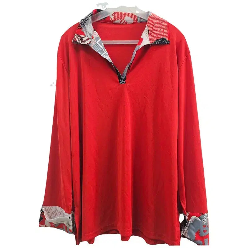 [BUNJANG] ITALY Red Viscose Blend Long Sleeve Tee XXL / ITALY 긴팔 티 여 XXL J5446