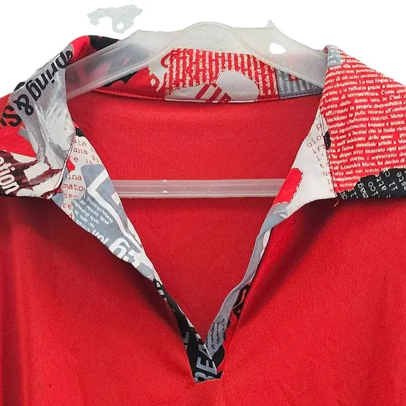 [BUNJANG] ITALY Red Viscose Blend Long Sleeve Tee XXL / ITALY 긴팔 티 여 XXL J5446