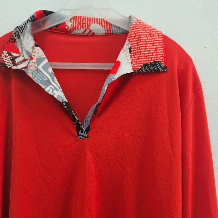 [BUNJANG] ITALY Red Viscose Blend Long Sleeve Tee XXL / ITALY 긴팔 티 여 XXL J5446