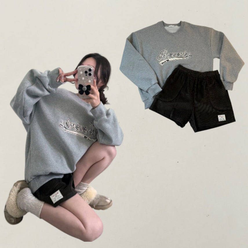 [BUNJANG] Ablie Winter Lettering Patch Fleece Sweatshirt / 겨울 레터링 패치 양기모 기모 맨투맨 맨투맨티 에이블리 지그재그 개강룩