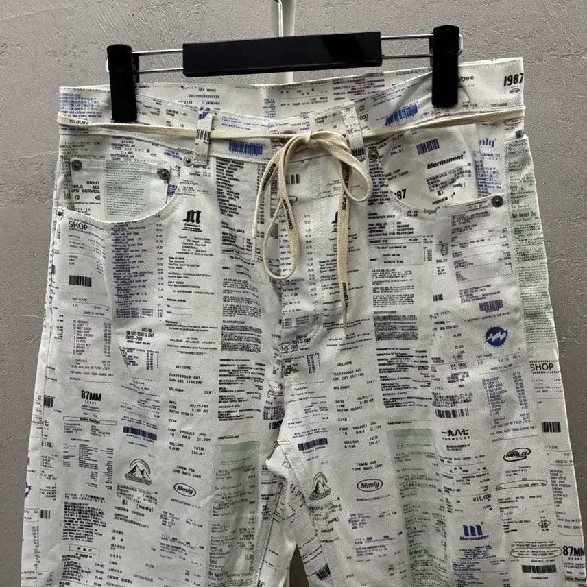 [BUNJANG] Mmlg Receipt Printed Pants L / Mmlg 영수증 프린팅 바지 L