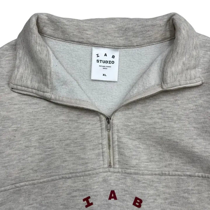 [BUNJANG] IAPP Studio Red Logo Half-Zip Sweatshirt XL / 아이앱스튜디오 레드 로고 백멜란지 반집업 XL