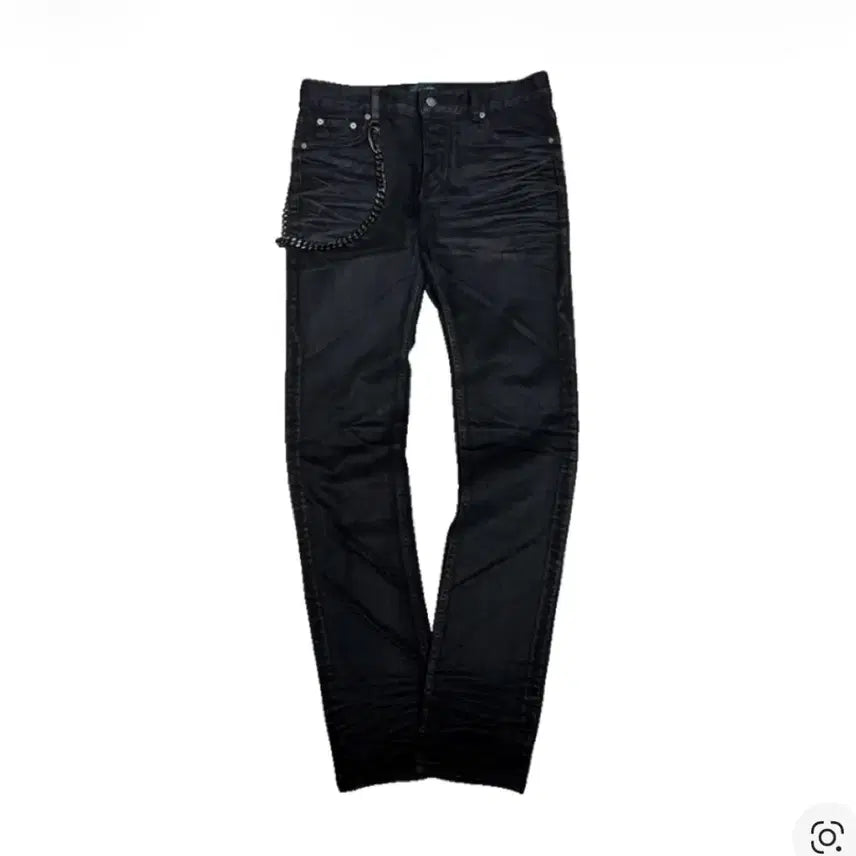 [BUNJANG] Undermycar Black Chain Wax Coated Jeans / [1] 언더마이카 블랙 체인 왁스 코팅진