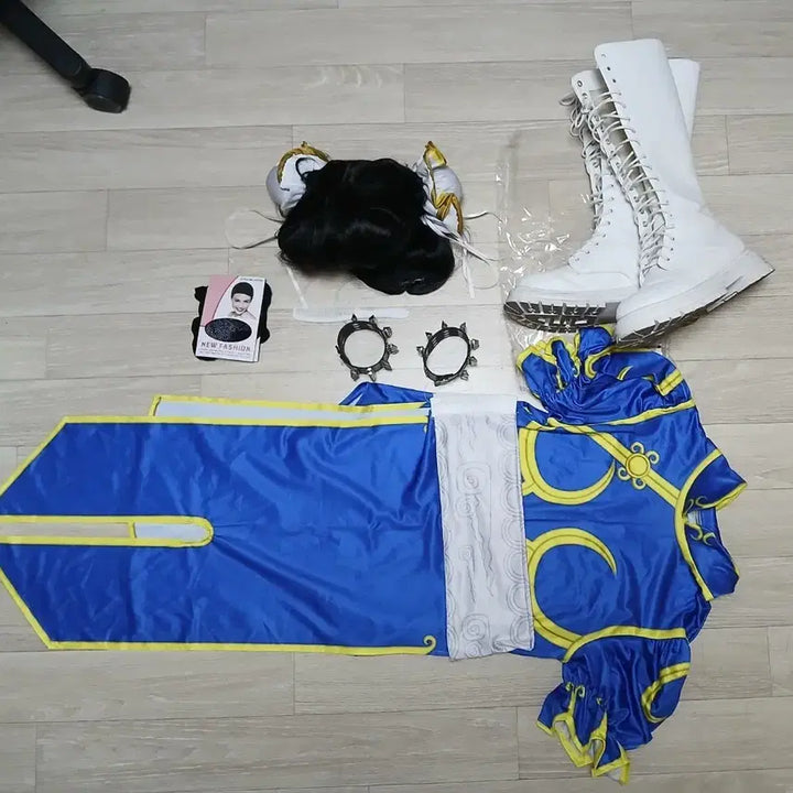 [BUNJANG] Chun-Li Cosplay Full Set Costume / 춘리 코스프레 풀세트 코스 풀셋 가발 코스튬 졸업사진