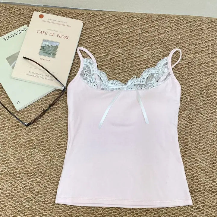 [BUNJANG] Adjustable Lace Ribbon Camisole / [새상품/빠른발송] 끈조절 레이스 리본 레이스 나시