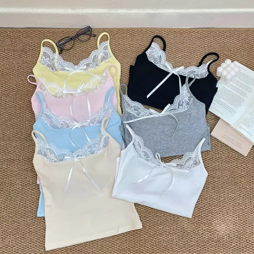 [BUNJANG] Adjustable Lace Ribbon Camisole / [새상품/빠른발송] 끈조절 레이스 리본 레이스 나시