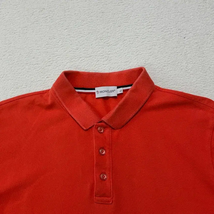 [SOLD OUT] 정품 몽클레어 삼선 와펜 카라 티셔츠 L 사이즈 오렌지