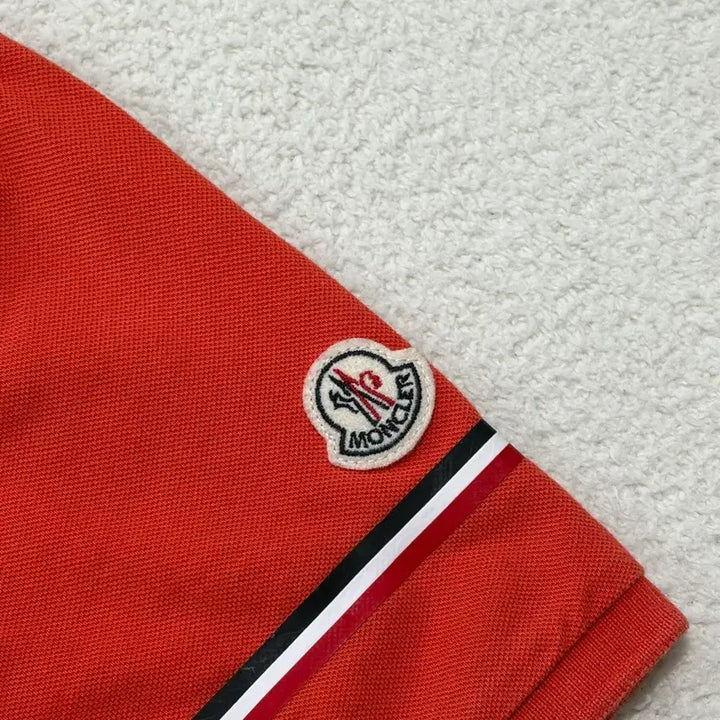 [SOLD OUT] 정품 몽클레어 삼선 와펜 카라 티셔츠 L 사이즈 오렌지