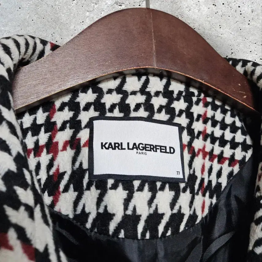 [BUNJANG] Karl Lagerfeld Houndstooth Check Pattern Loose-Fit Half Coat / 칼라거펠트 하운드투스 체크 패턴 루즈핏 하프 코트 (100/L)