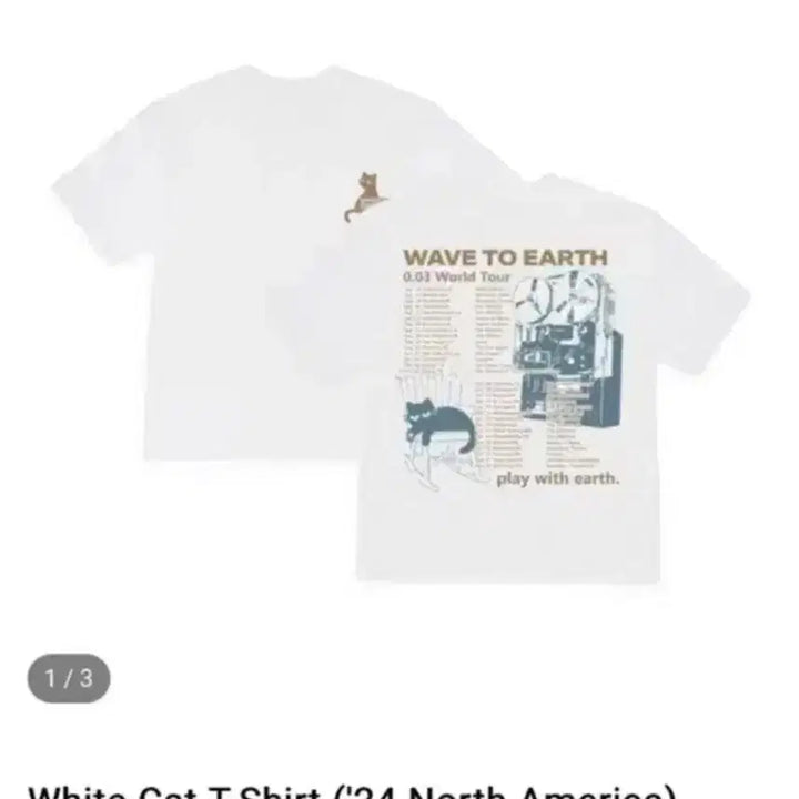 [BUNJANG] Wave Tours Cat T-shirt M Size / 웨이브투어스 Md 고양이 티셔츠 m사이즈 미개봉 원가양도