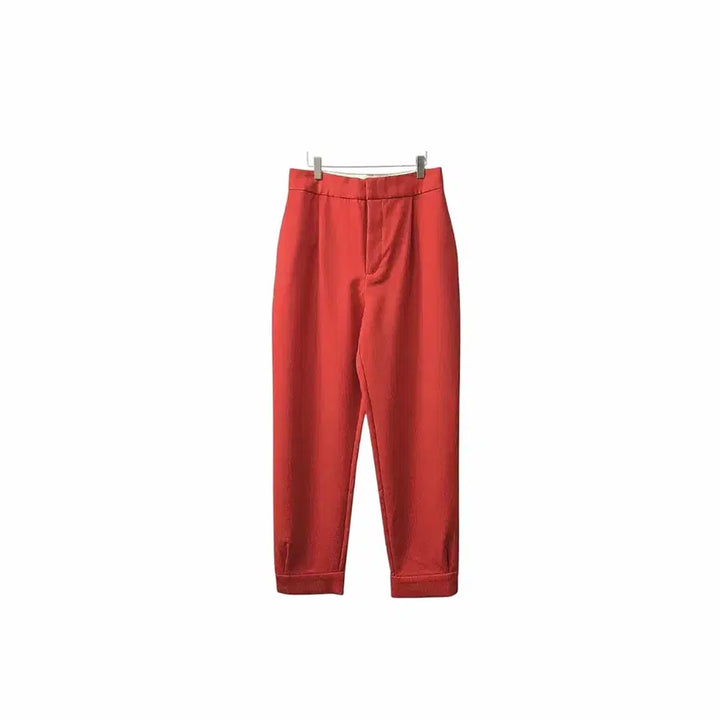 [BUNJANG] ZARA Red High-Waist Semi-Tapered Slacks / 자라 레드  하이웨스트  세미 테이퍼드 슬랙스