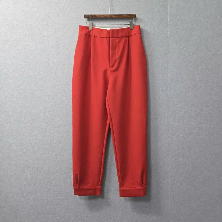[BUNJANG] ZARA Red High-Waist Semi-Tapered Slacks / 자라 레드  하이웨스트  세미 테이퍼드 슬랙스