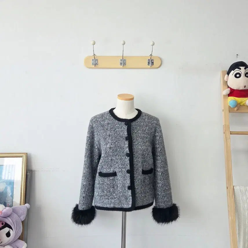 [BUNJANG] OLIVE DES OLIVE Tweed Knit Cardigan / 빈티지 만원샵 OLIVE DES OLIVE 트위드 니트 가디건