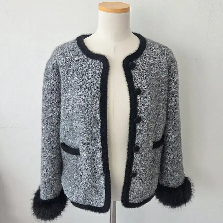 [BUNJANG] OLIVE DES OLIVE Tweed Knit Cardigan / 빈티지 만원샵 OLIVE DES OLIVE 트위드 니트 가디건