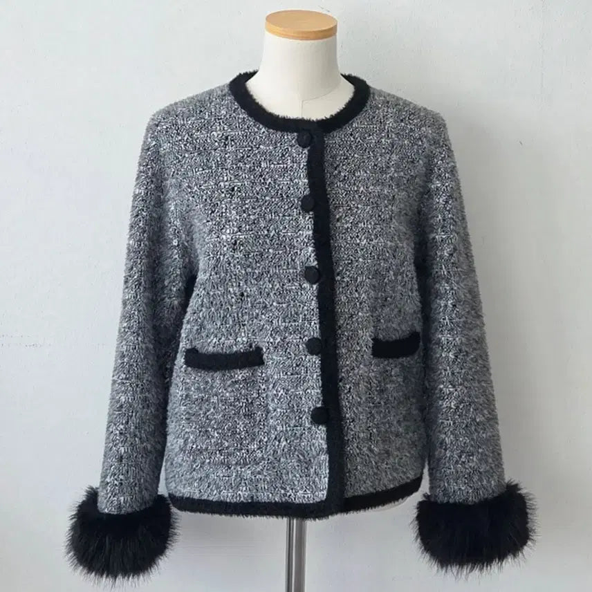 [BUNJANG] OLIVE DES OLIVE Tweed Knit Cardigan / 빈티지 만원샵 OLIVE DES OLIVE 트위드 니트 가디건
