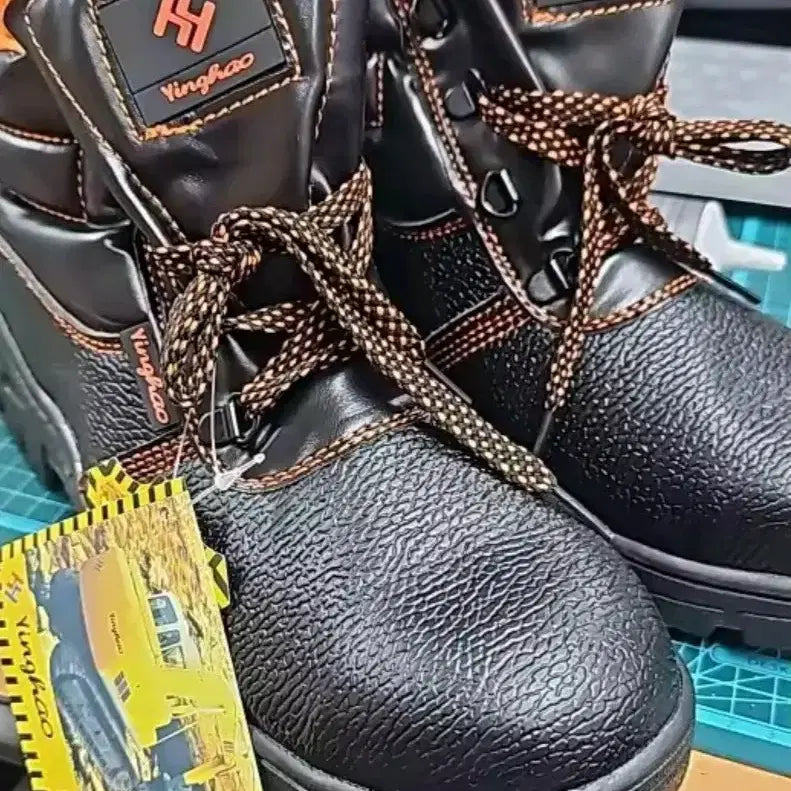 [BUNJANG] Black Steel Toe Work Boots / 블랙 안전화 작업화 워커 스타일