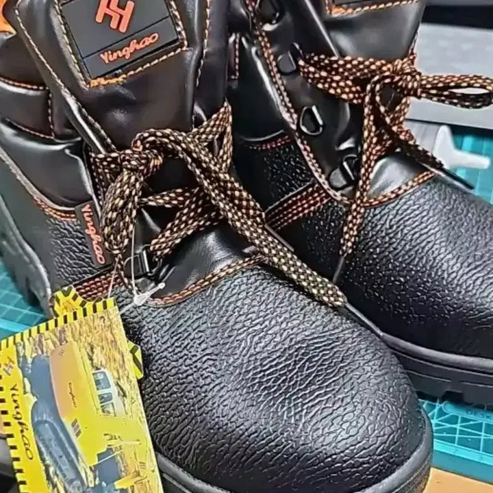 [BUNJANG] Black Steel Toe Work Boots / 블랙 안전화 작업화 워커 스타일