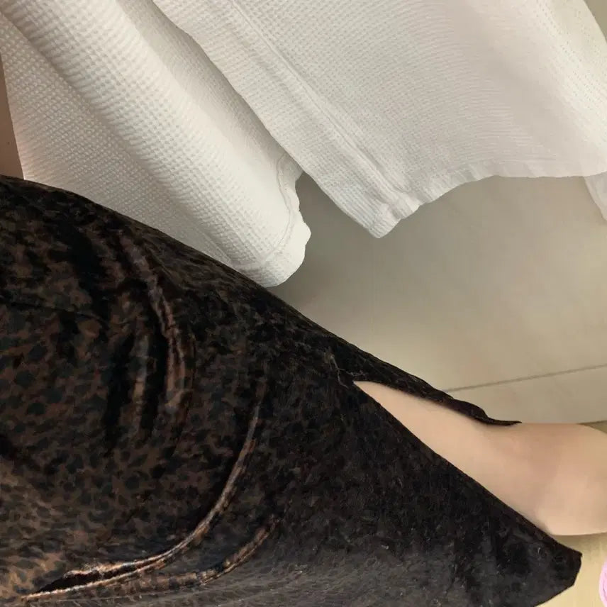 [BUNJANG] Vintage Leopard Print Velvet Slit Dress / 호피 벨벳 트임 원피스 (빈티지)