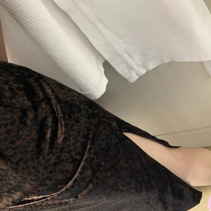 [BUNJANG] Vintage Leopard Print Velvet Slit Dress / 호피 벨벳 트임 원피스 (빈티지)
