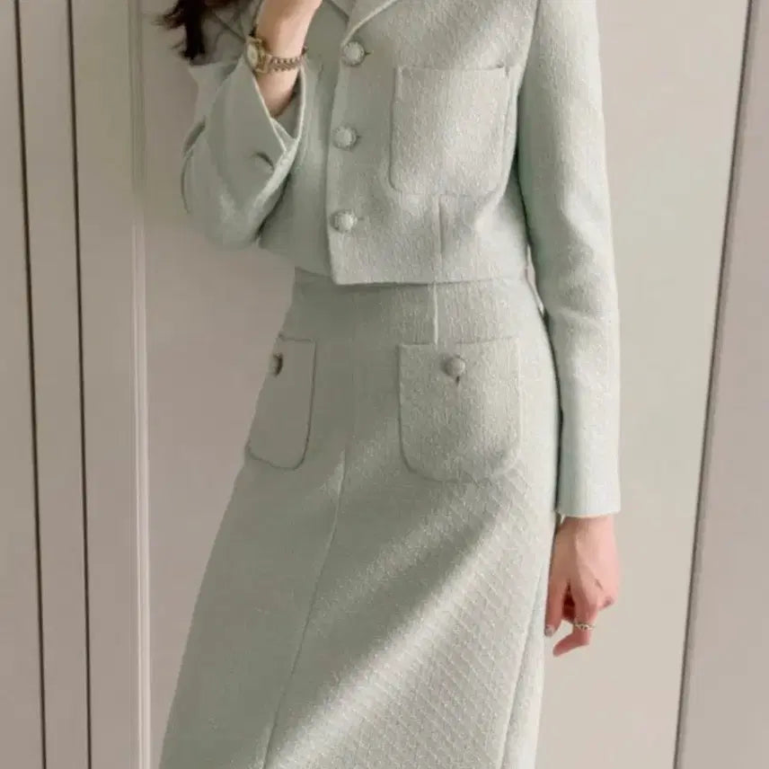 [BUNJANG] Jisoodaum Bloom Tweed Long Skirt / 지수다움 Bloom Tweed skirt