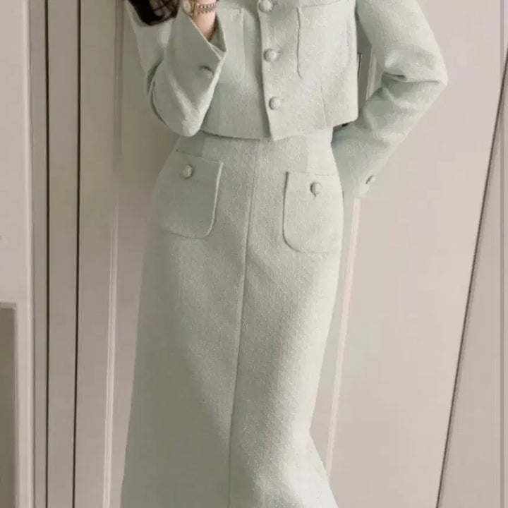 [BUNJANG] Jisoodaum Bloom Tweed Long Skirt / 지수다움 Bloom Tweed skirt